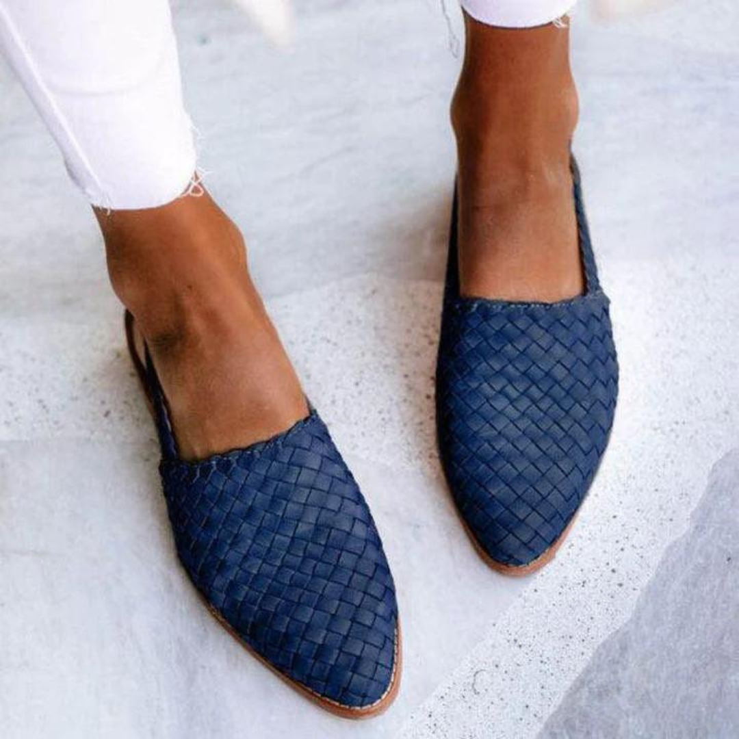 Elita - Elegant Woven Vegan Leather Ballerinas