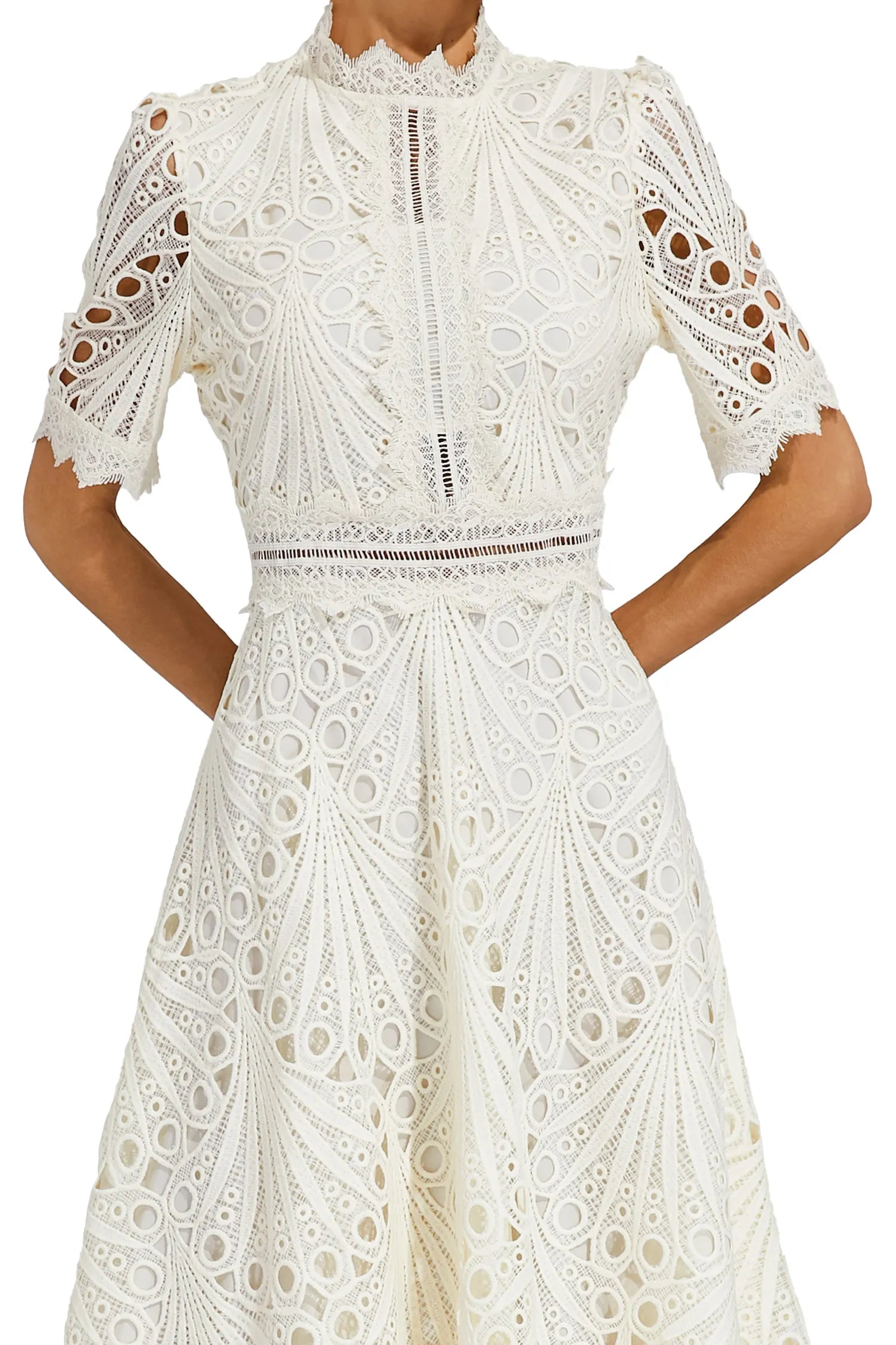 Becca - Stylis Warm Lace White Midi Dress