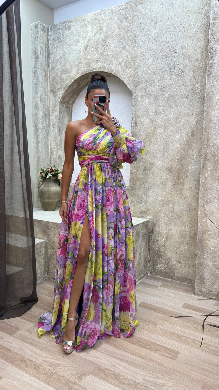 Kaelyn - Stylish Warm Slit Maxi Floral Dress