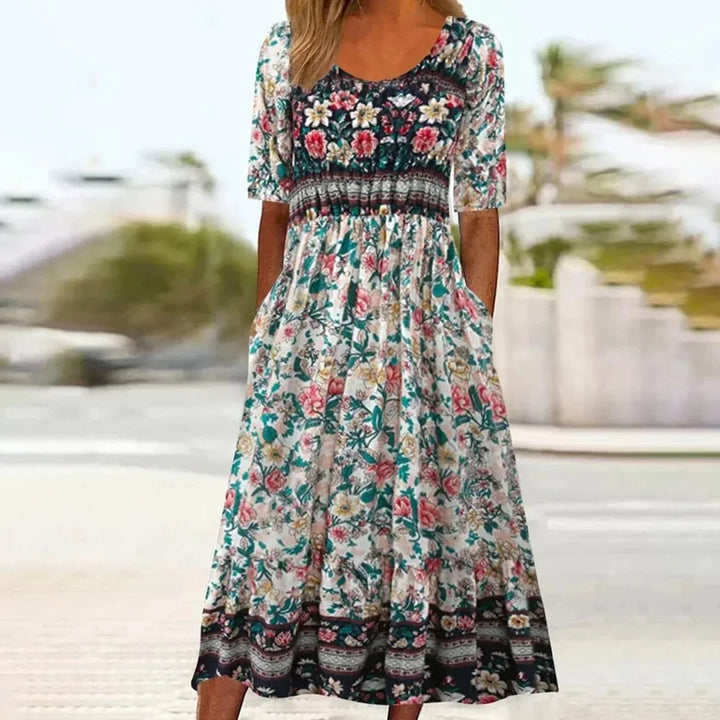 Laurel - Breezy Boho Print Midi Dress