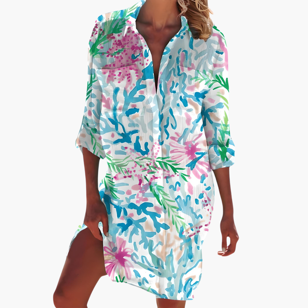 Bliss - Shirt Dress with Long Sleeves and Button Placket