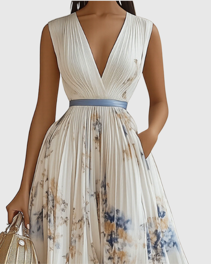 Evangelyn - Elegant Pleated Maxi Dress