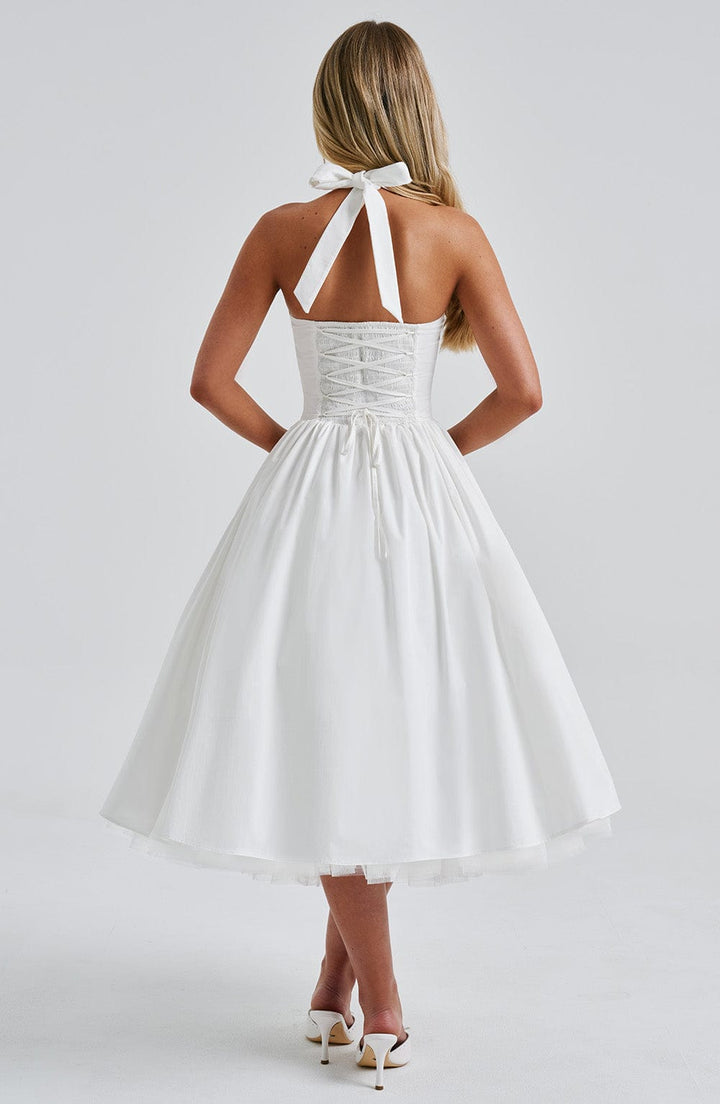 Persephone - Wedding Guest Halter Midi Dress