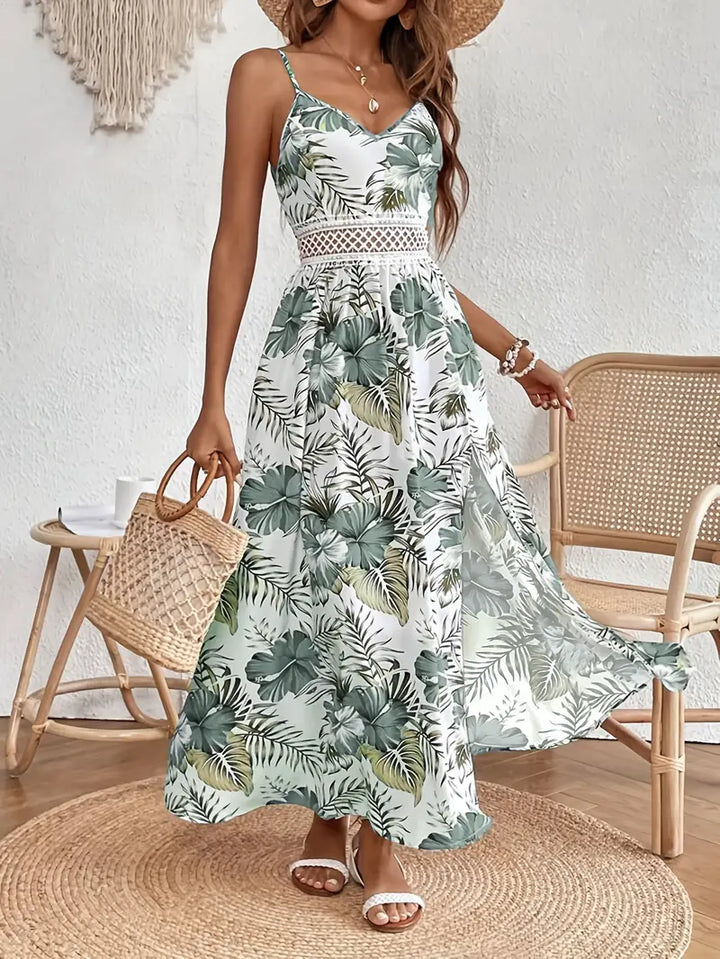 Yasmina - Women's Floral Flowy Draped Midi Dress Summer 2026