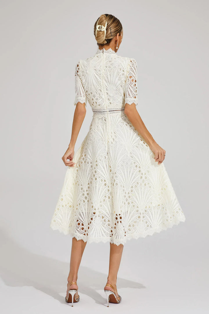 Becca - Stylis Warm Lace White Midi Dress