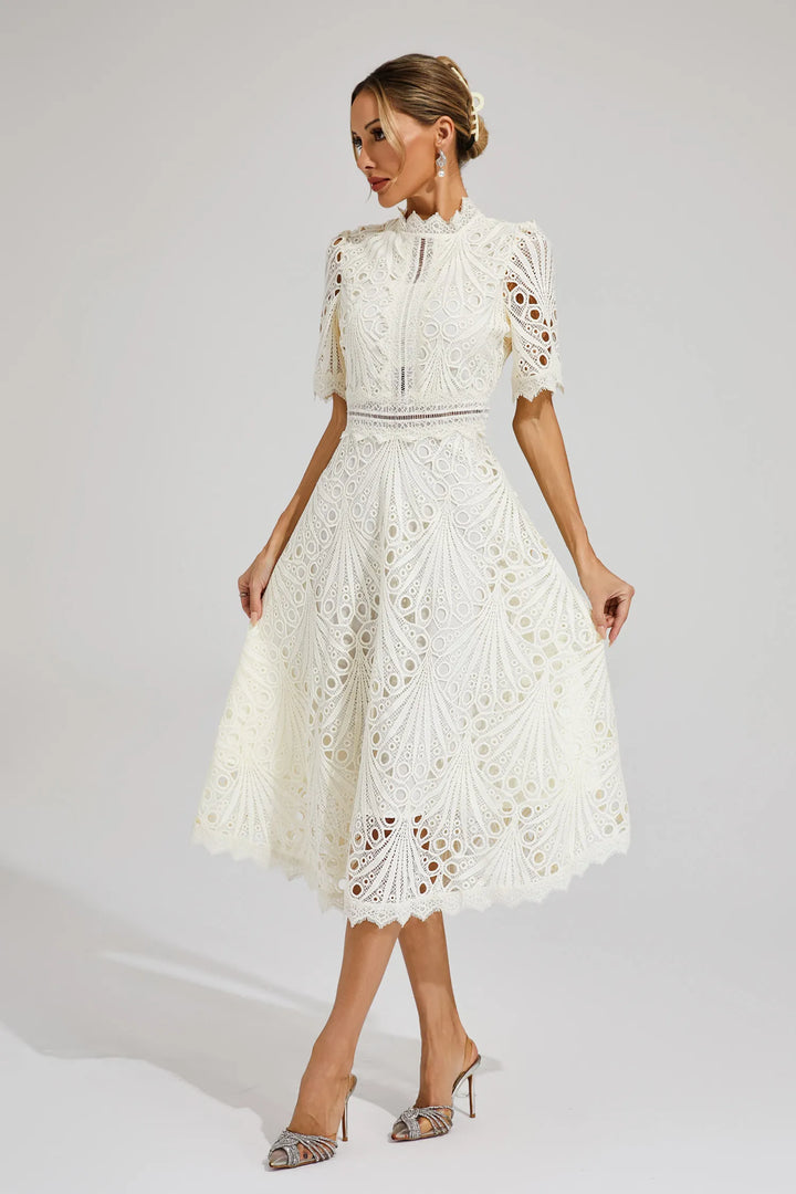 Becca - Stylis Warm Lace White Midi Dress