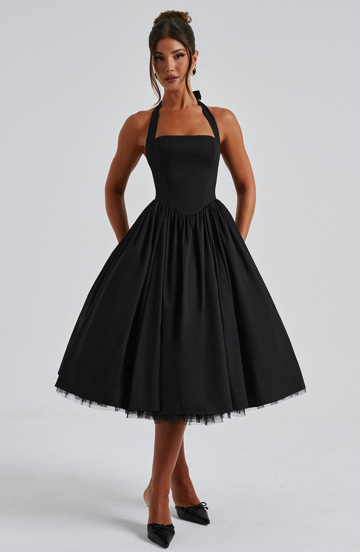 Persephone - Wedding Guest Halter Midi Dress