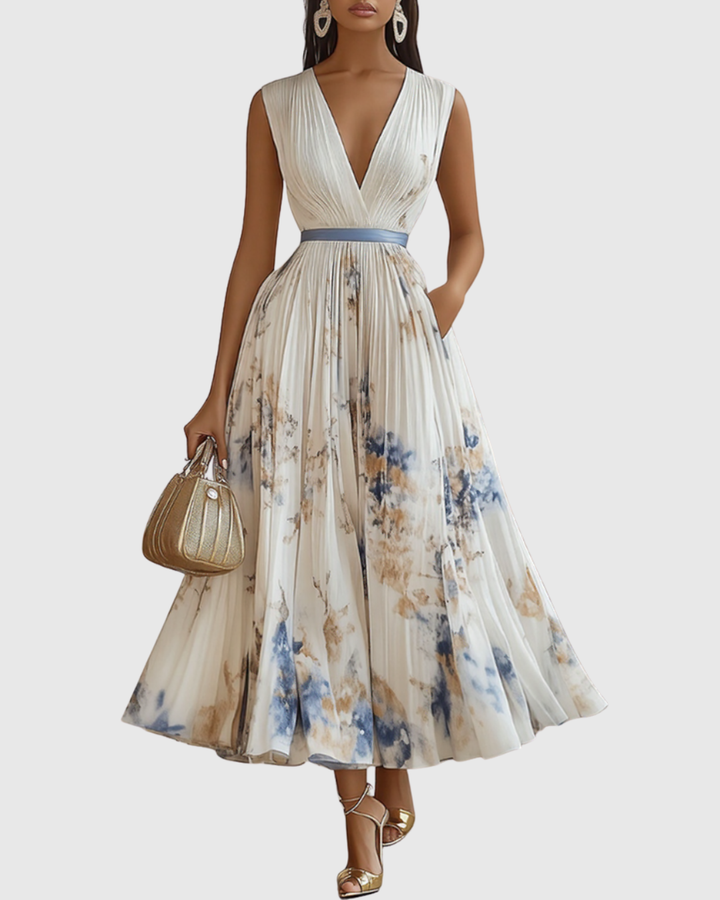 Evangelyn - Elegant Pleated Maxi Dress