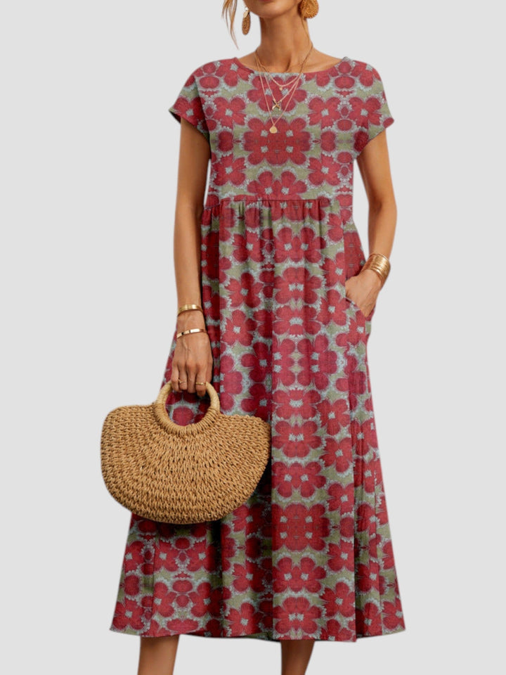 Lana - Chic Geometric Print Midi Dress