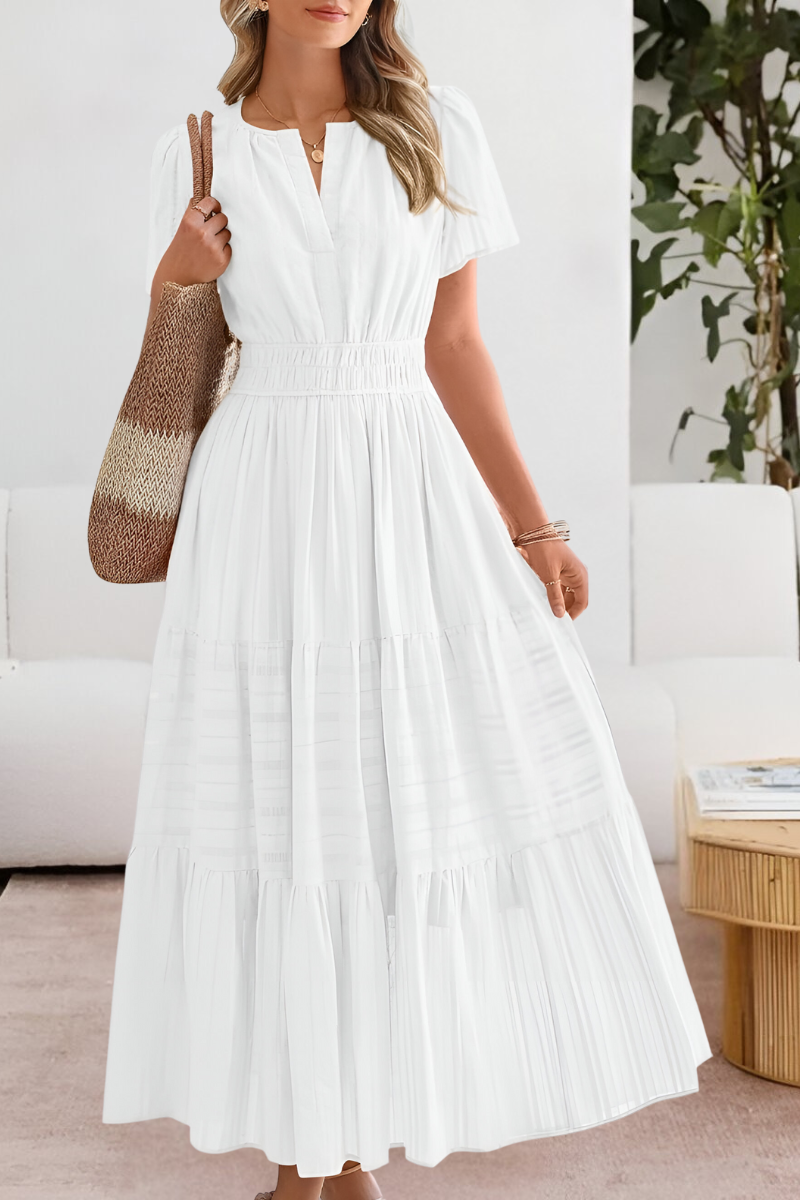 Brylee - Stylish Warm A Line White Midi Dress