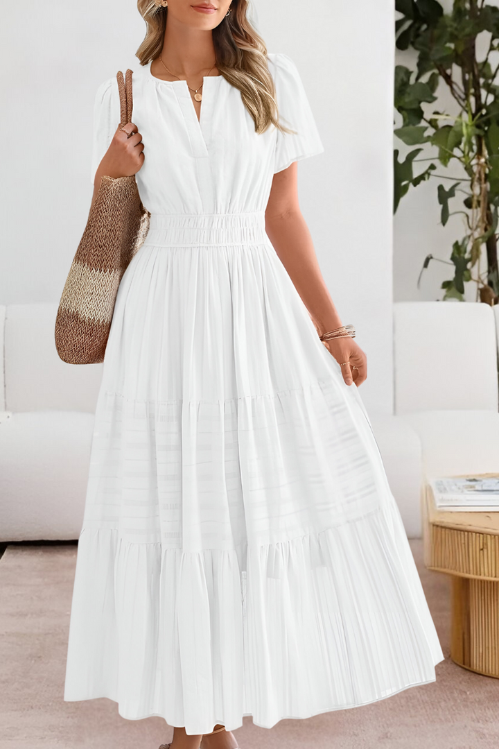 Brylee - Stylish Warm A Line White Midi Dress