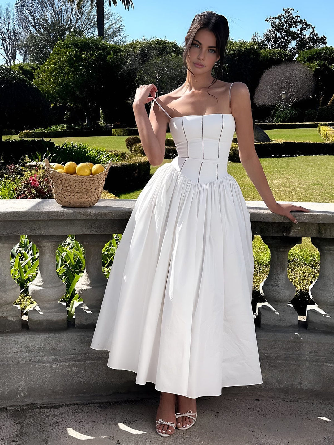 Rosalyn - Elegant Wedding Guest Corset Midi Dress