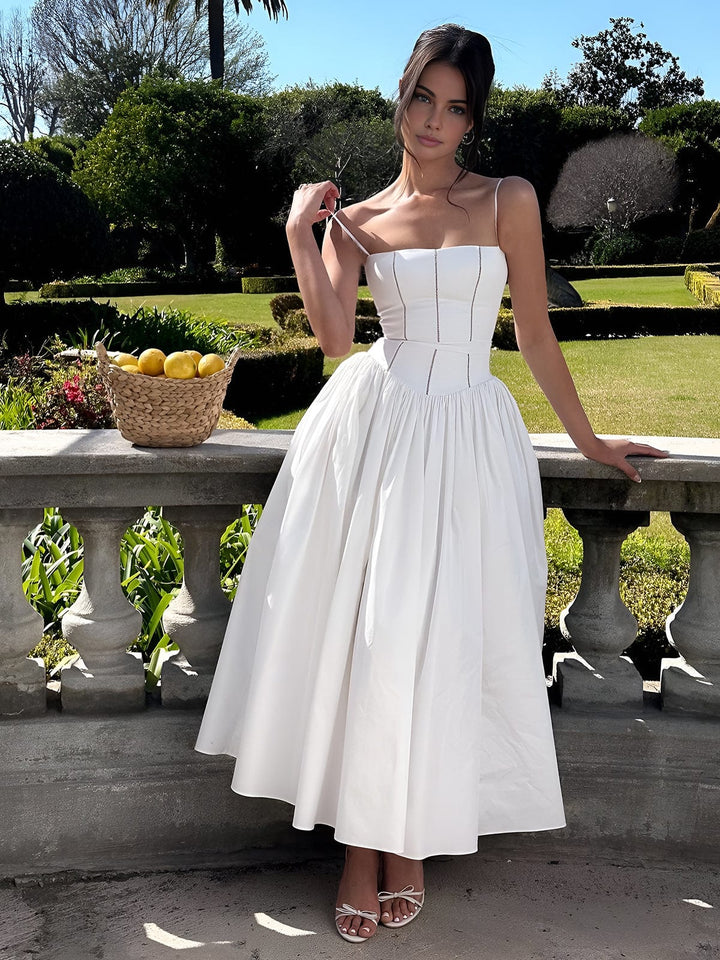 Rosalyn - Elegant Wedding Guest Corset Midi Dress