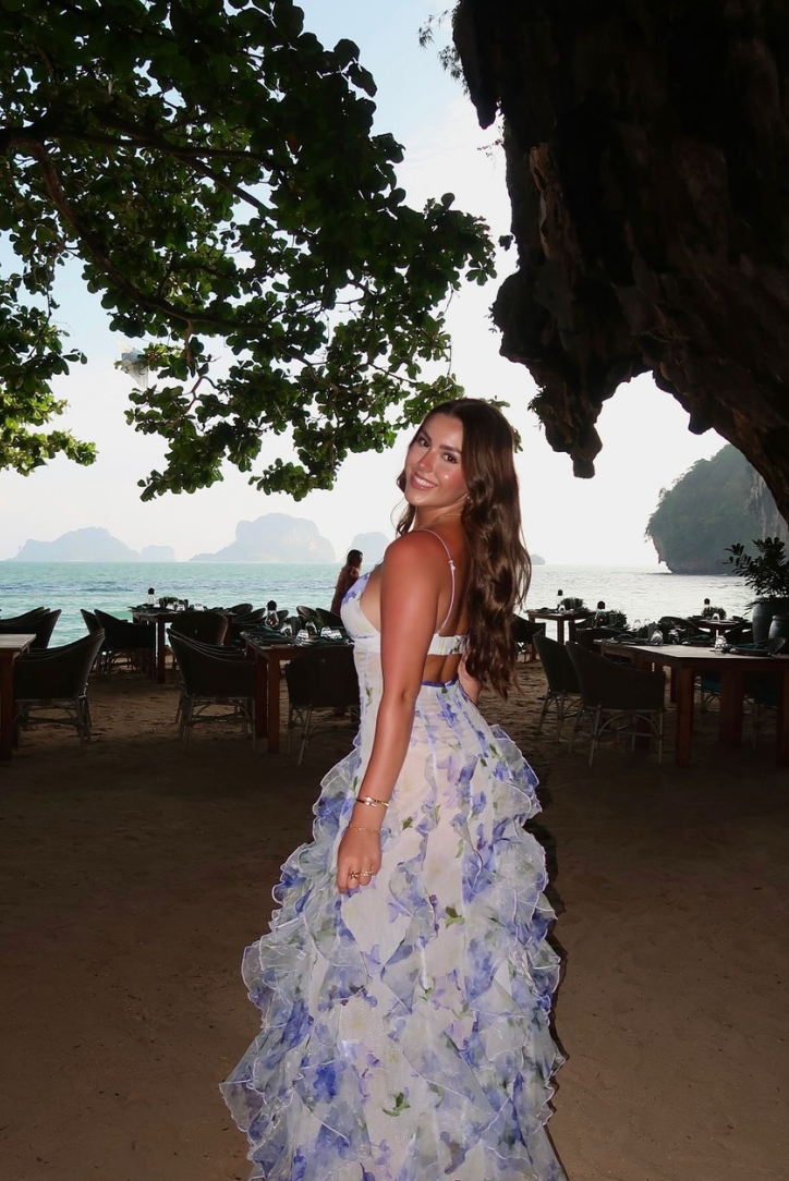 Jayleen - Stylish Warm Cut Out Maxi Floral Dress