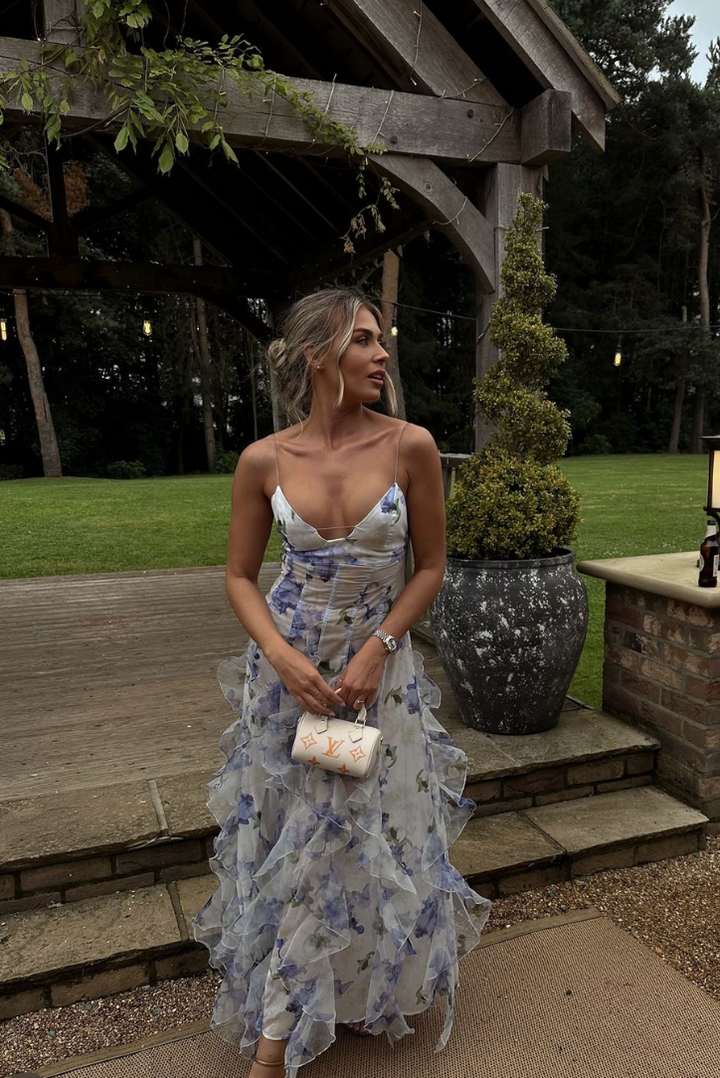 Jayleen - Stylish Warm Cut Out Maxi Floral Dress