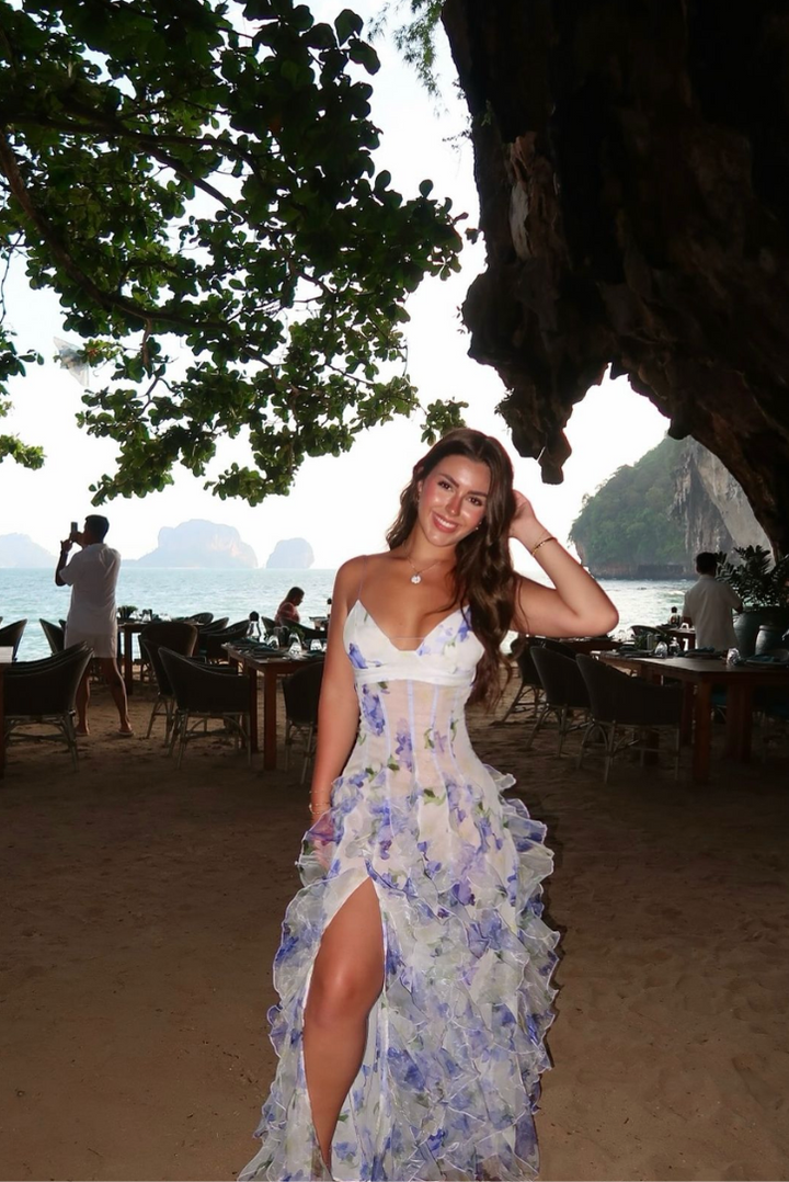 Jayleen - Stylish Warm Cut Out Maxi Floral Dress