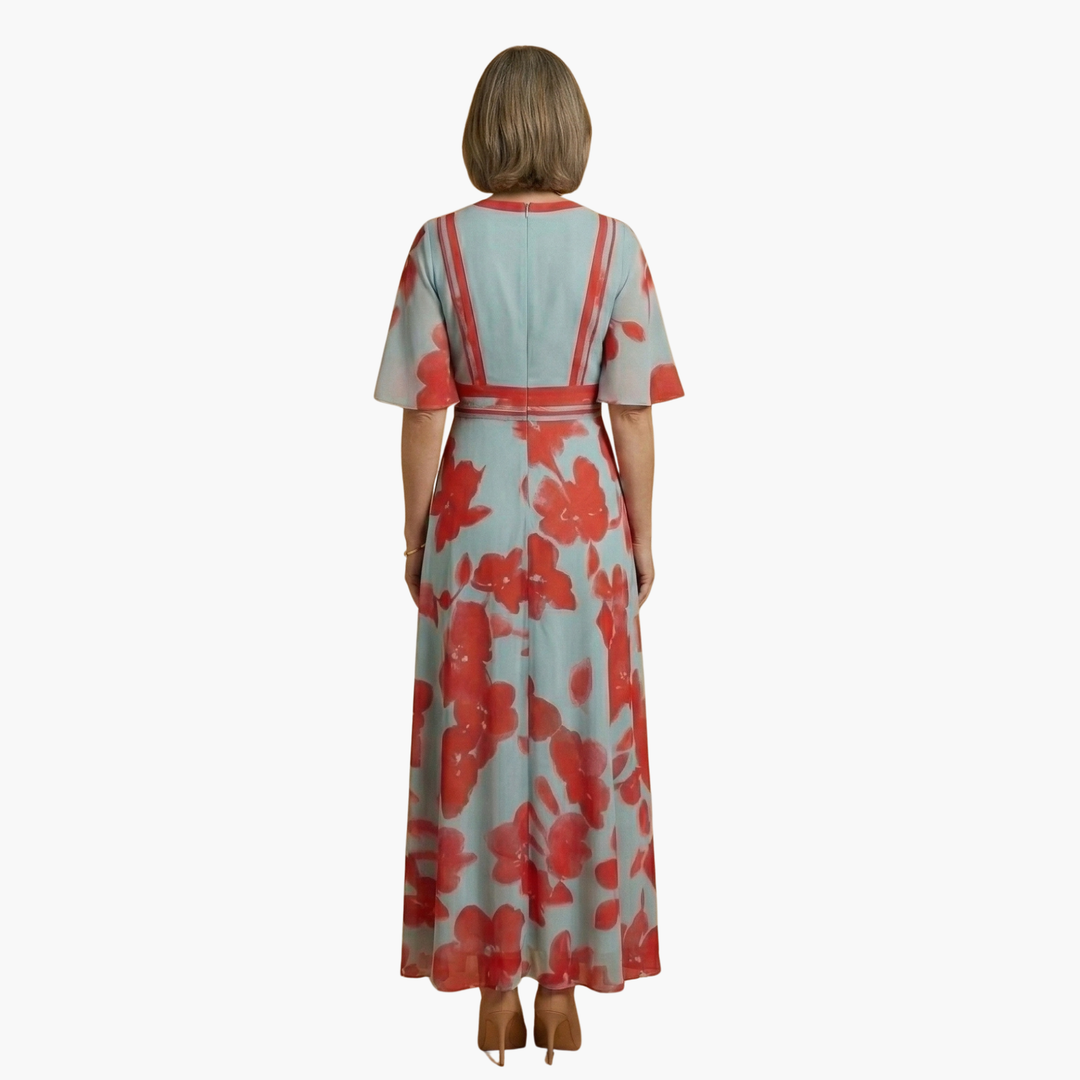 Belva - Floral Dress with V-Neck for Women Elegant & Long