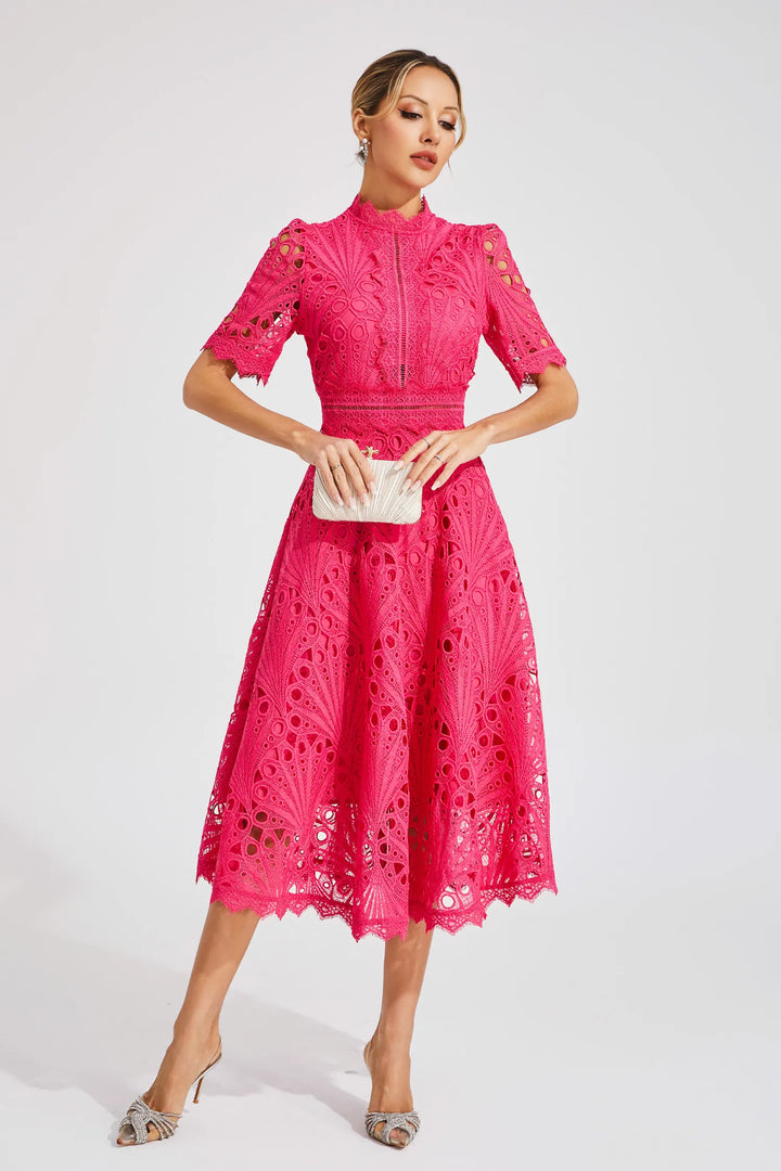 Becca - Stylis Warm Lace White Midi Dress