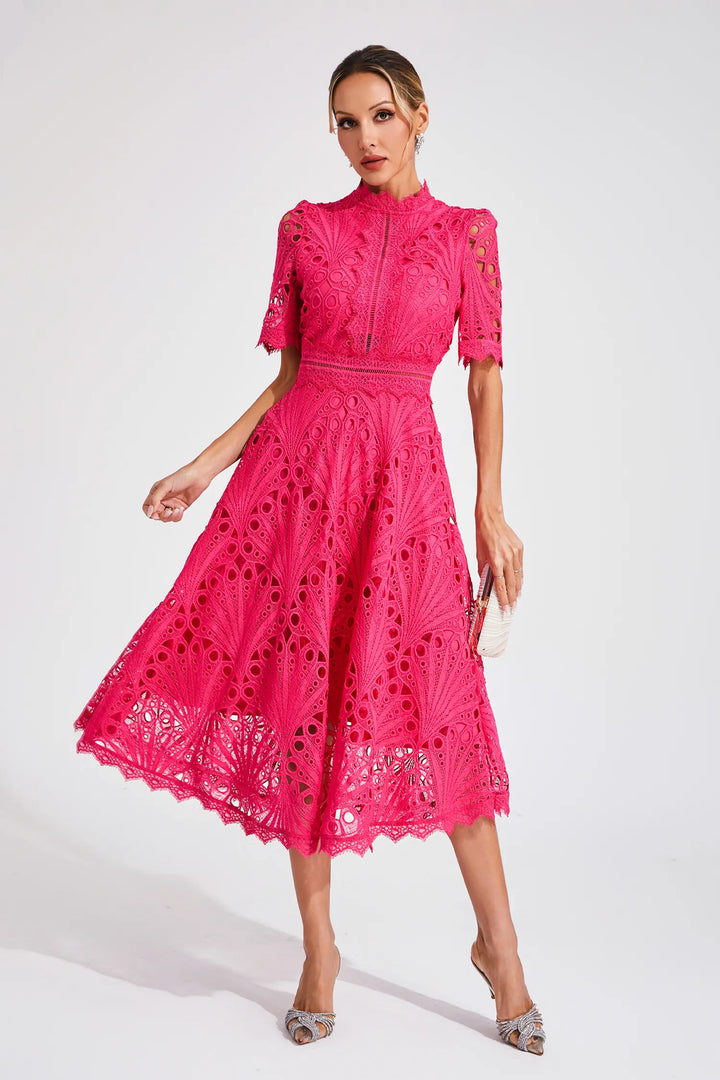 Becca - Stylis Warm Lace White Midi Dress