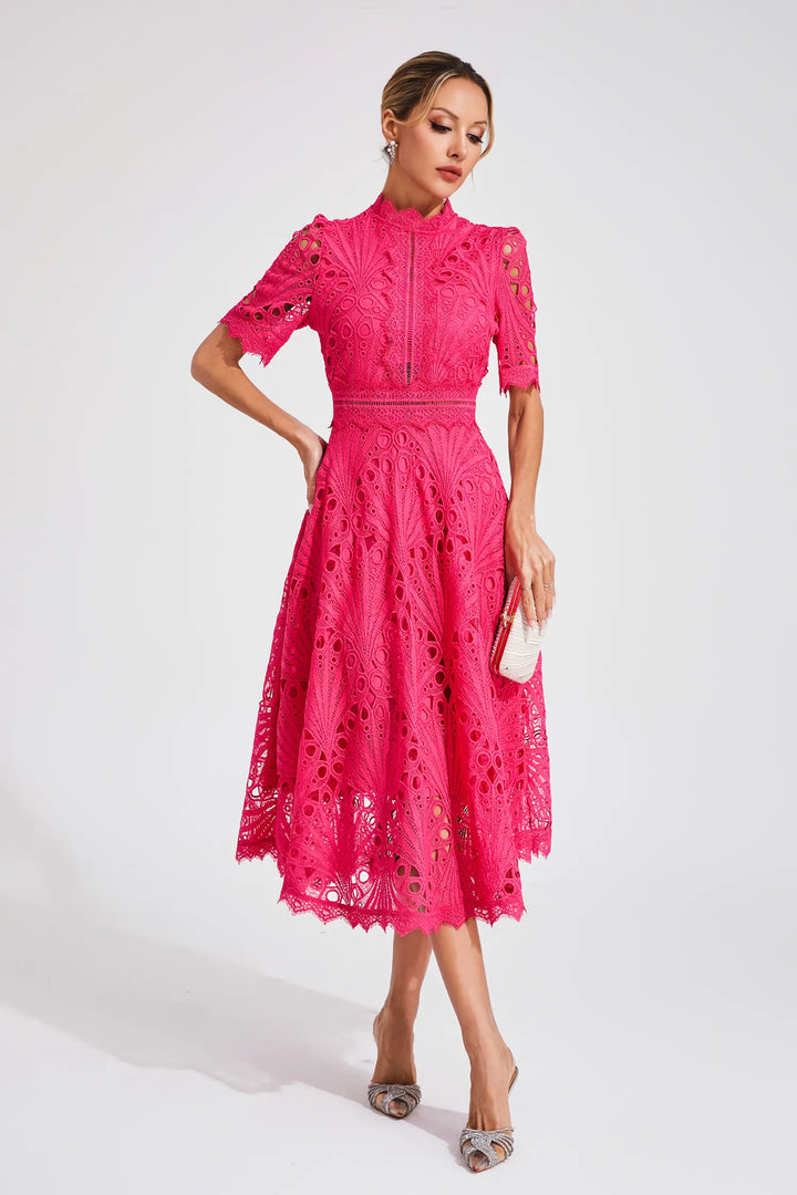 Becca - Stylis Warm Lace White Midi Dress