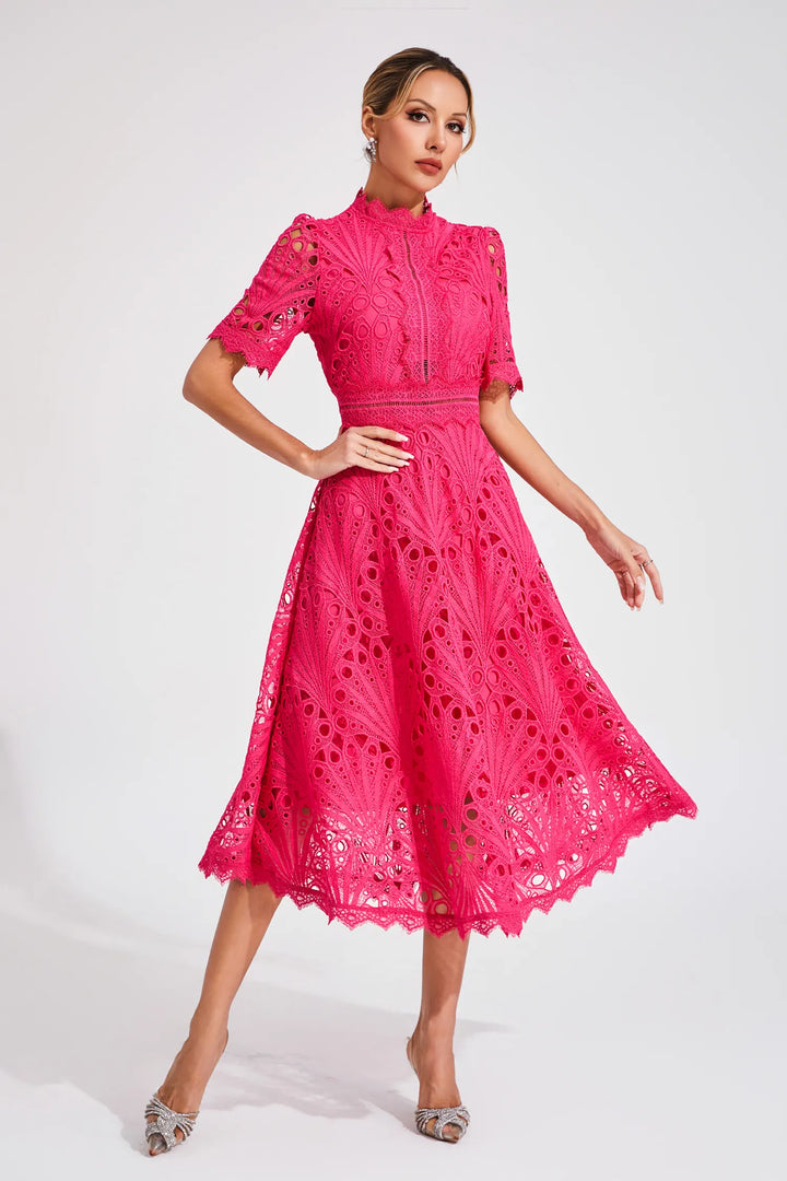 Becca - Stylis Warm Lace White Midi Dress