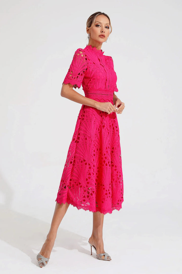 Becca - Stylis Warm Lace White Midi Dress