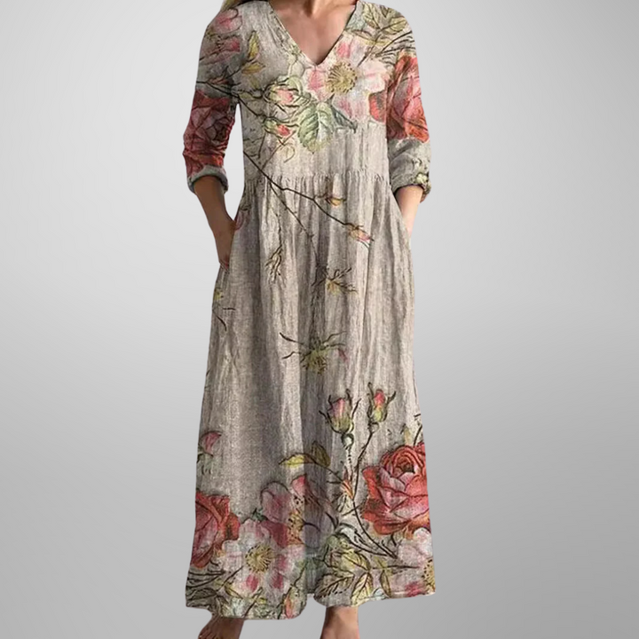 Rory - Romantic V Neck Maxi Floral Dress