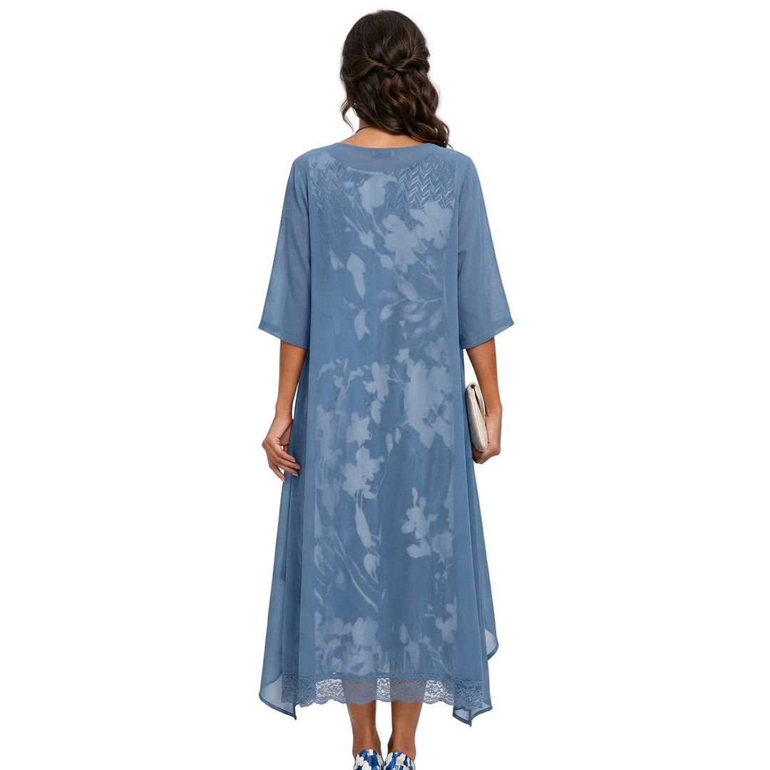 Bea - Floral Long Dress with Cardigan Set