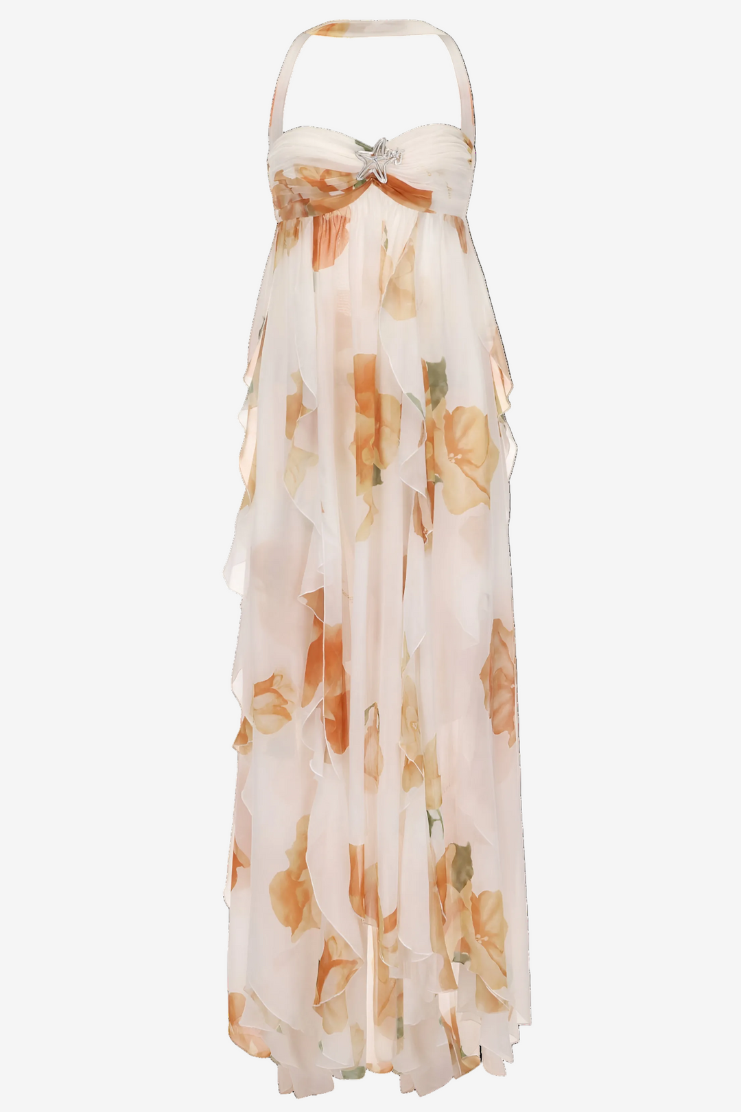 Briley - Elegant Halter Neck Maxi Floral Dress