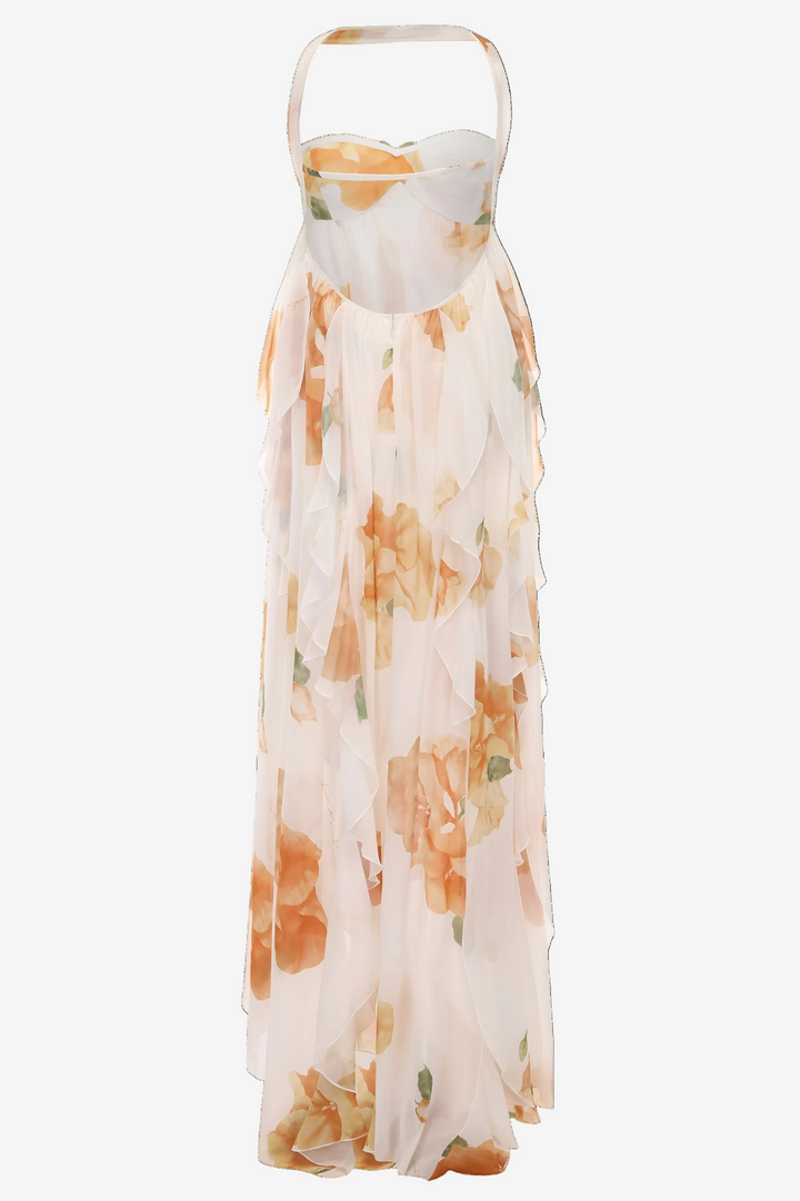 Briley - Elegant Halter Neck Maxi Floral Dress