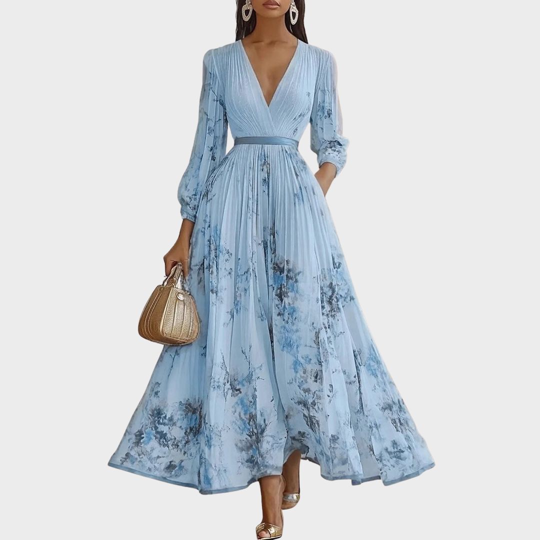 Evangelyn - Elegant Pleated Maxi Dress