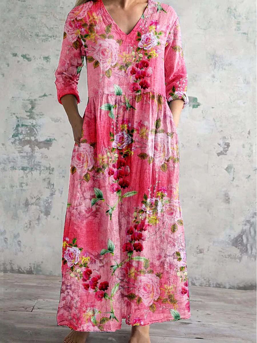 Rory - Romantic V Neck Maxi Floral Dress