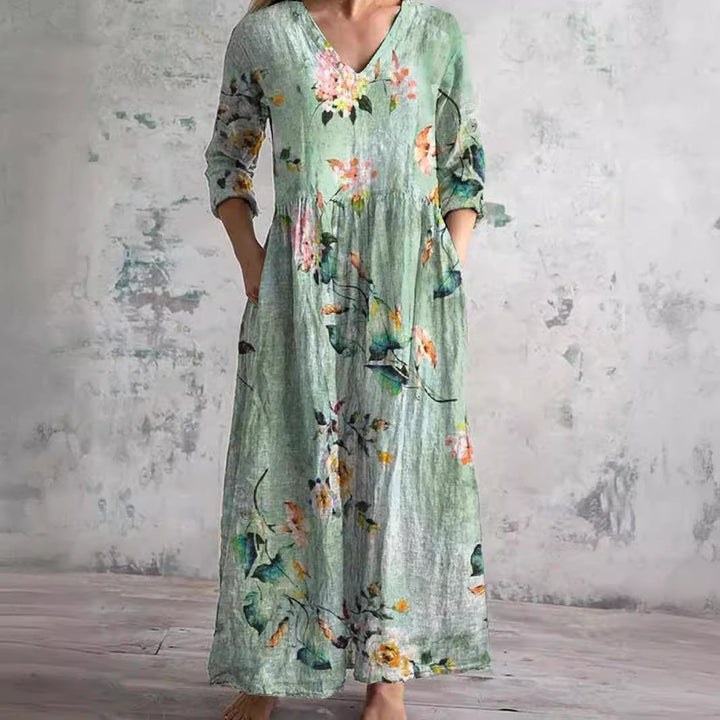Rory - Romantic V Neck Maxi Floral Dress