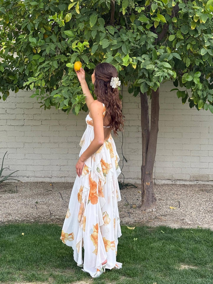 Briley - Elegant Halter Neck Maxi Floral Dress