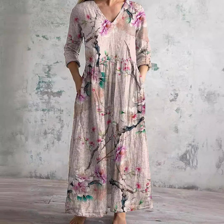 Rory - Romantic V Neck Maxi Floral Dress