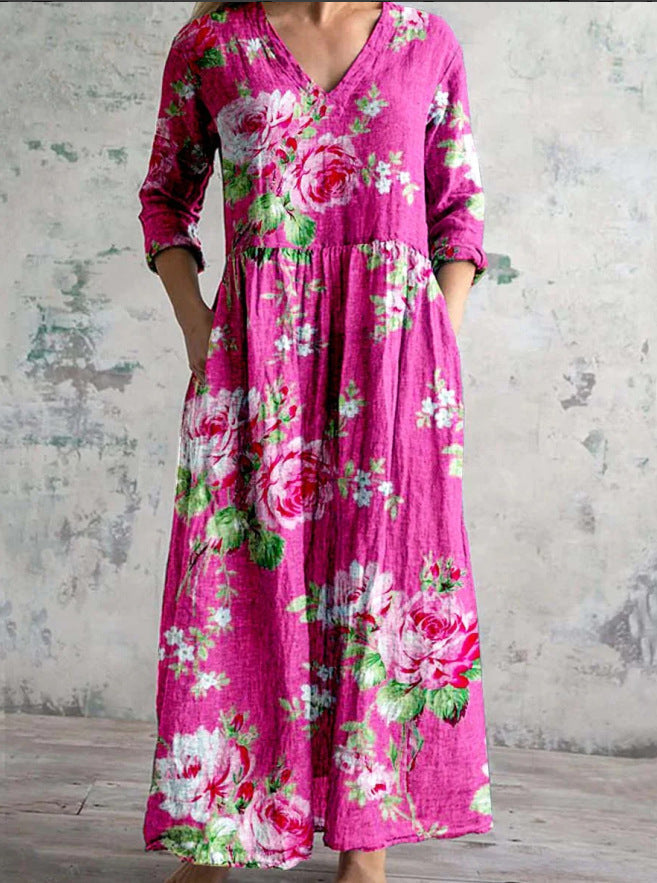 Rory - Romantic V Neck Maxi Floral Dress