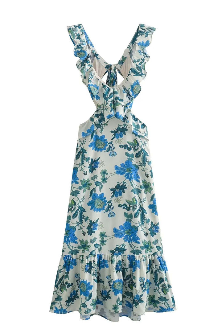 Jayden - Stylish Warm Ruffle Maxi Floral Dress