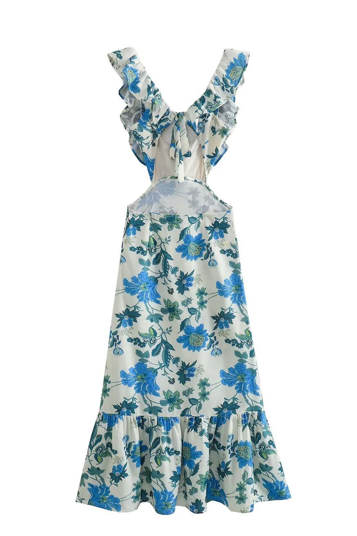 Jayden - Stylish Warm Ruffle Maxi Floral Dress