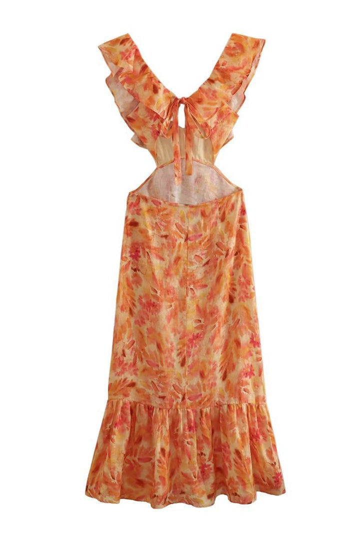 Jayden - Stylish Warm Ruffle Maxi Floral Dress