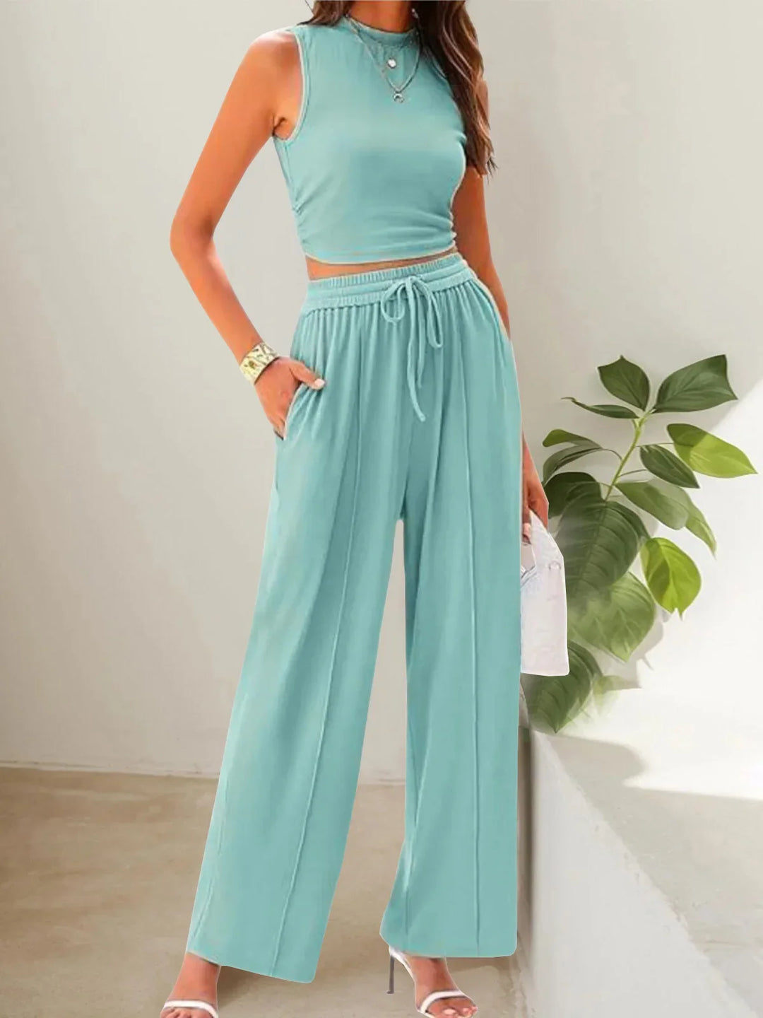 Ivana - Stylish Warm Sleeveless Pants Two Piece Sets