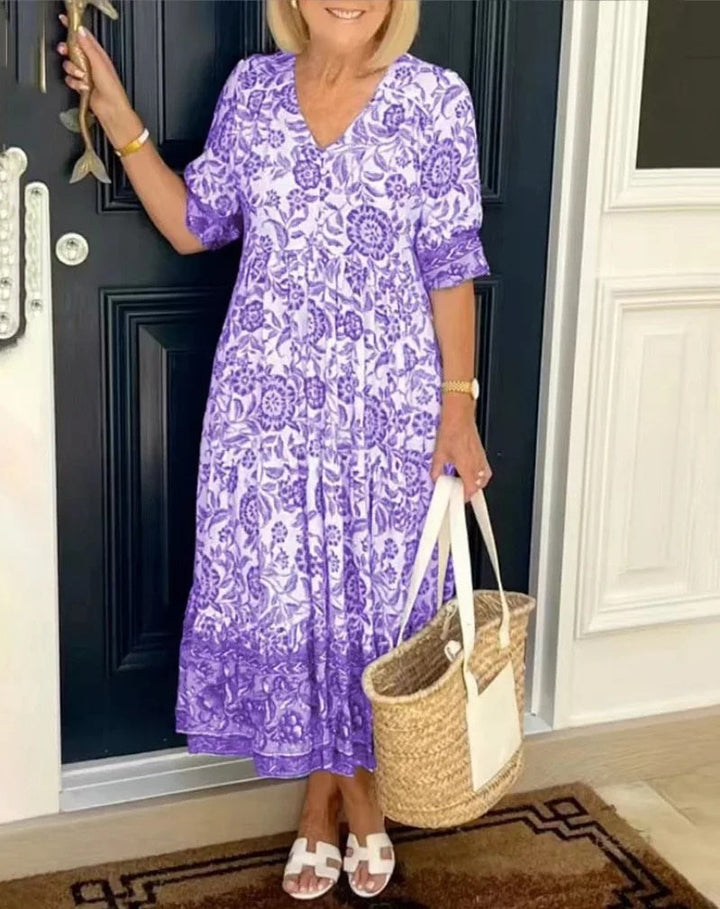 Saylor - Romantic V Neck Maxi Floral Dress