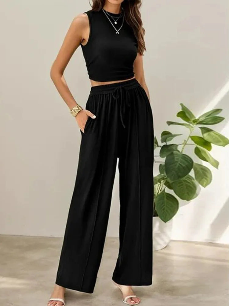 Ivana - Stylish Warm Sleeveless Pants Two Piece Sets