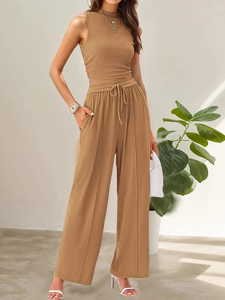 Ivana - Stylish Warm Sleeveless Pants Two Piece Sets