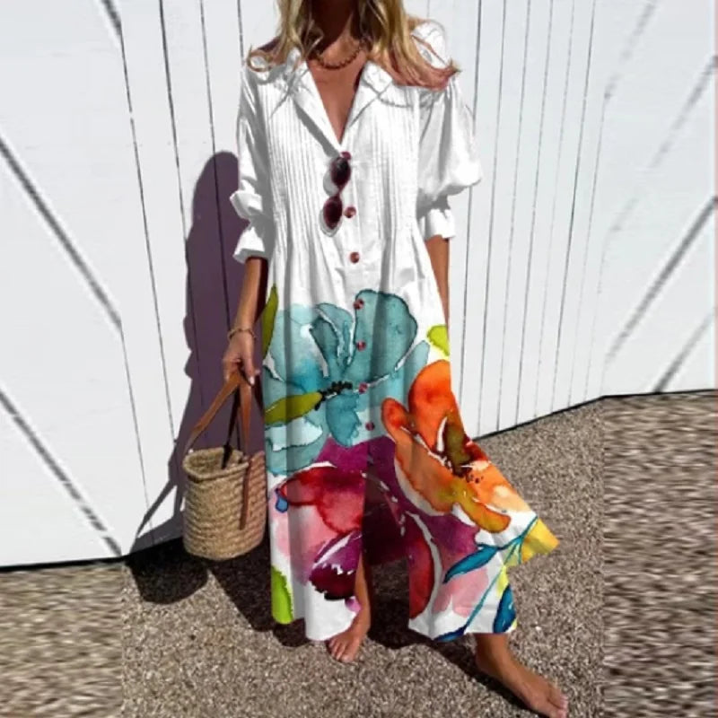 Zelda - Romantic V Neck Maxi Floral Dress