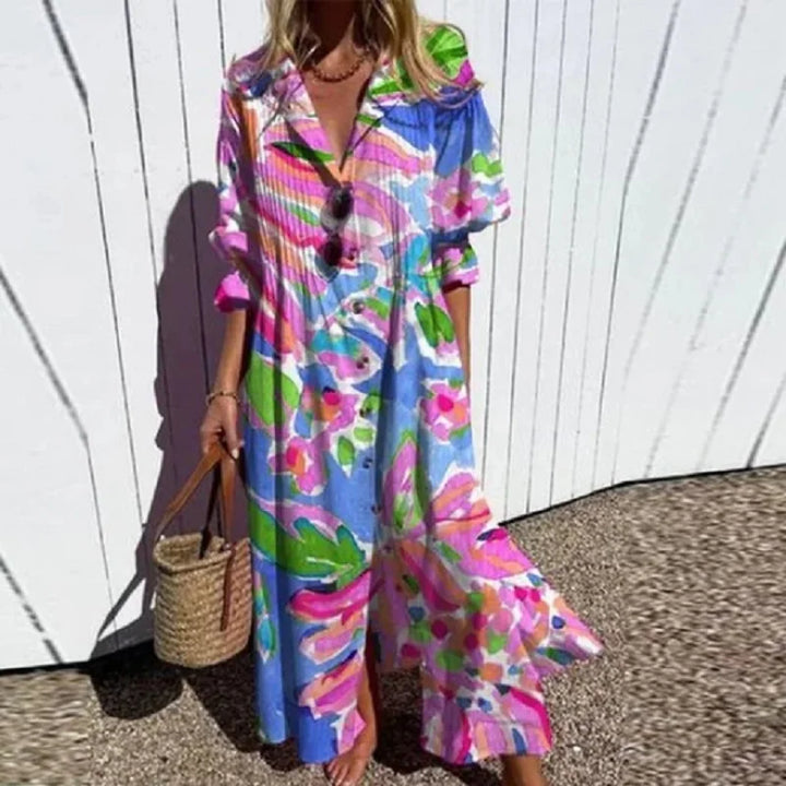 Zelda - Romantic V Neck Maxi Floral Dress