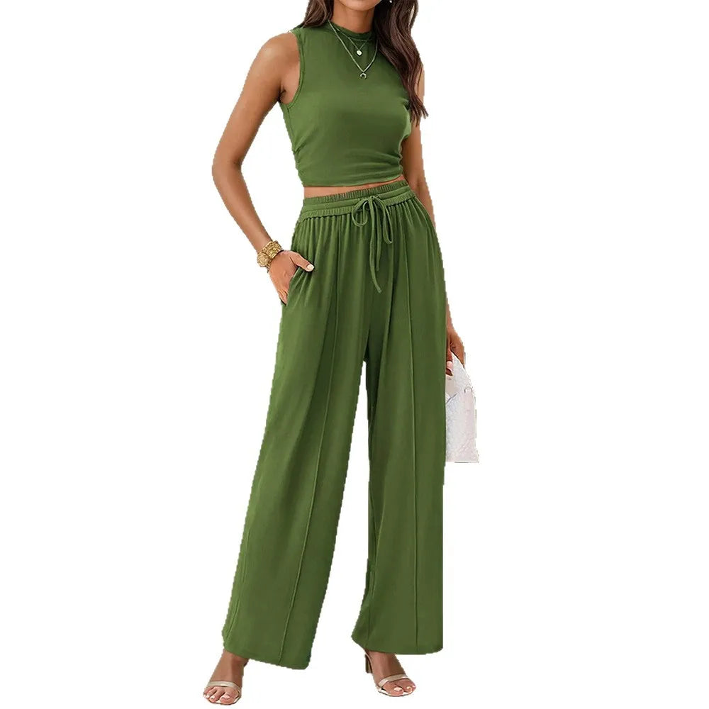 Ivana - Stylish Warm Sleeveless Pants Two Piece Sets