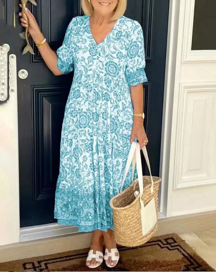 Saylor - Romantic V Neck Maxi Floral Dress