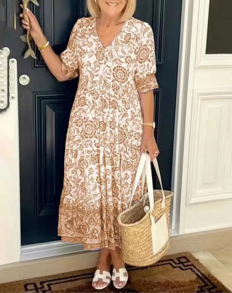 Saylor - Romantic V Neck Maxi Floral Dress