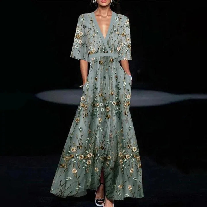 Lea - Stylish Warm Flowy Maxi Floral Dress