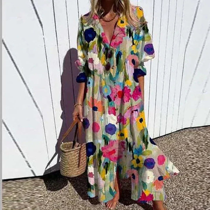 Zelda - Romantic V Neck Maxi Floral Dress